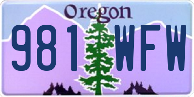 OR license plate 981WFW
