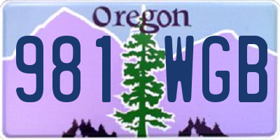 OR license plate 981WGB