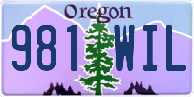 OR license plate 981WIL