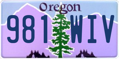 OR license plate 981WIV