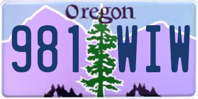 OR license plate 981WIW