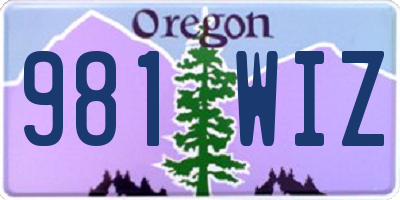 OR license plate 981WIZ