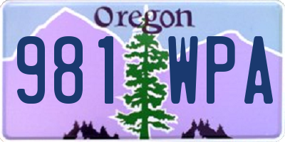 OR license plate 981WPA