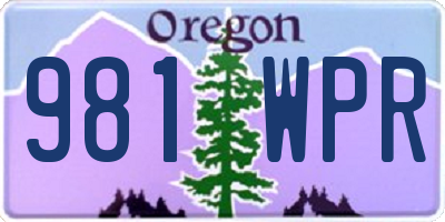 OR license plate 981WPR