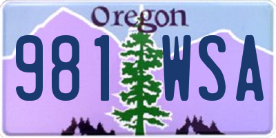 OR license plate 981WSA