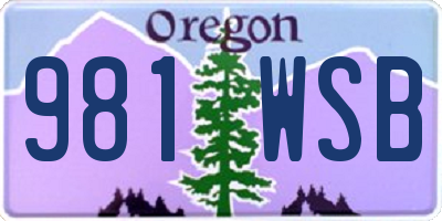OR license plate 981WSB