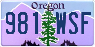 OR license plate 981WSF