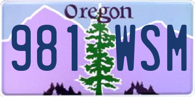 OR license plate 981WSM