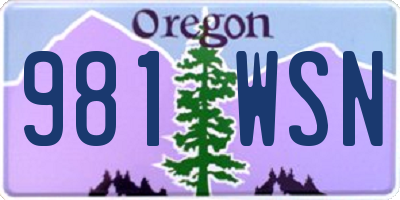 OR license plate 981WSN