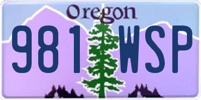 OR license plate 981WSP