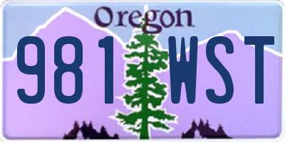 OR license plate 981WST