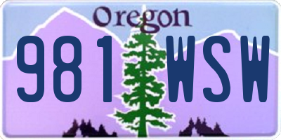 OR license plate 981WSW