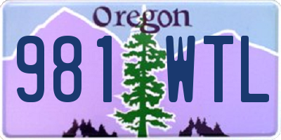 OR license plate 981WTL