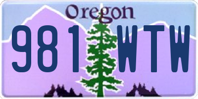 OR license plate 981WTW