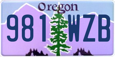 OR license plate 981WZB