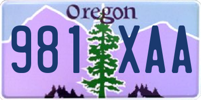 OR license plate 981XAA