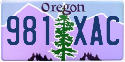 OR license plate 981XAC