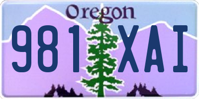 OR license plate 981XAI