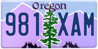 OR license plate 981XAM