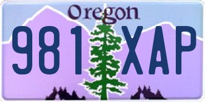 OR license plate 981XAP