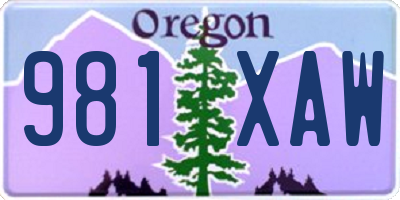 OR license plate 981XAW