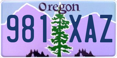 OR license plate 981XAZ