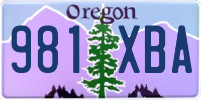 OR license plate 981XBA