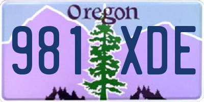OR license plate 981XDE