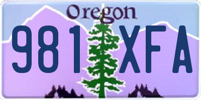 OR license plate 981XFA