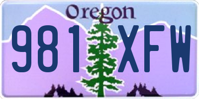 OR license plate 981XFW