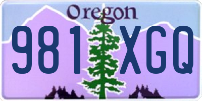 OR license plate 981XGQ