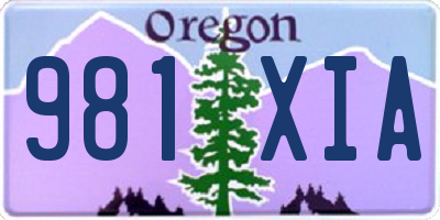 OR license plate 981XIA