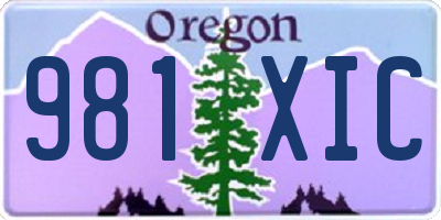 OR license plate 981XIC
