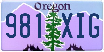 OR license plate 981XIG