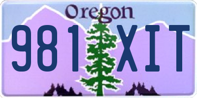 OR license plate 981XIT