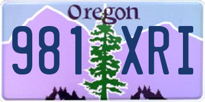 OR license plate 981XRI
