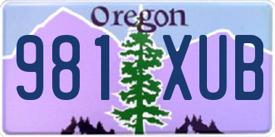 OR license plate 981XUB