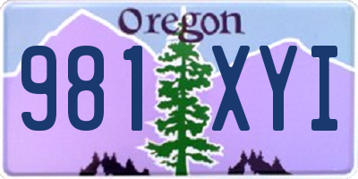 OR license plate 981XYI