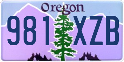 OR license plate 981XZB