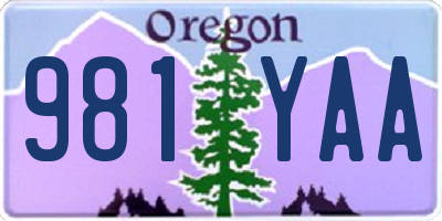 OR license plate 981YAA