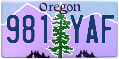 OR license plate 981YAF