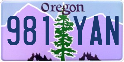 OR license plate 981YAN