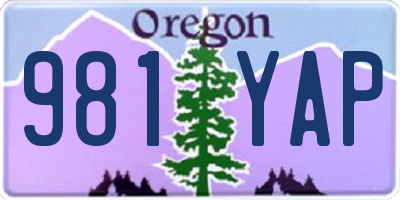 OR license plate 981YAP