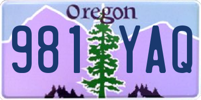 OR license plate 981YAQ