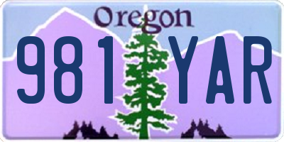 OR license plate 981YAR