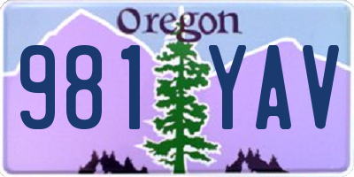 OR license plate 981YAV