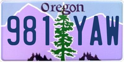 OR license plate 981YAW