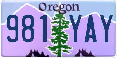 OR license plate 981YAY