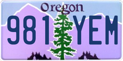OR license plate 981YEM