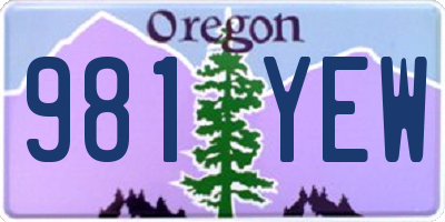 OR license plate 981YEW